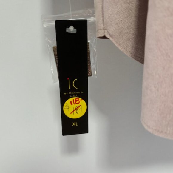 IC Connie K Open Front Cardigan XL Cape Faux Suede Beige Button Pocket Neutral - Picture 9 of 9